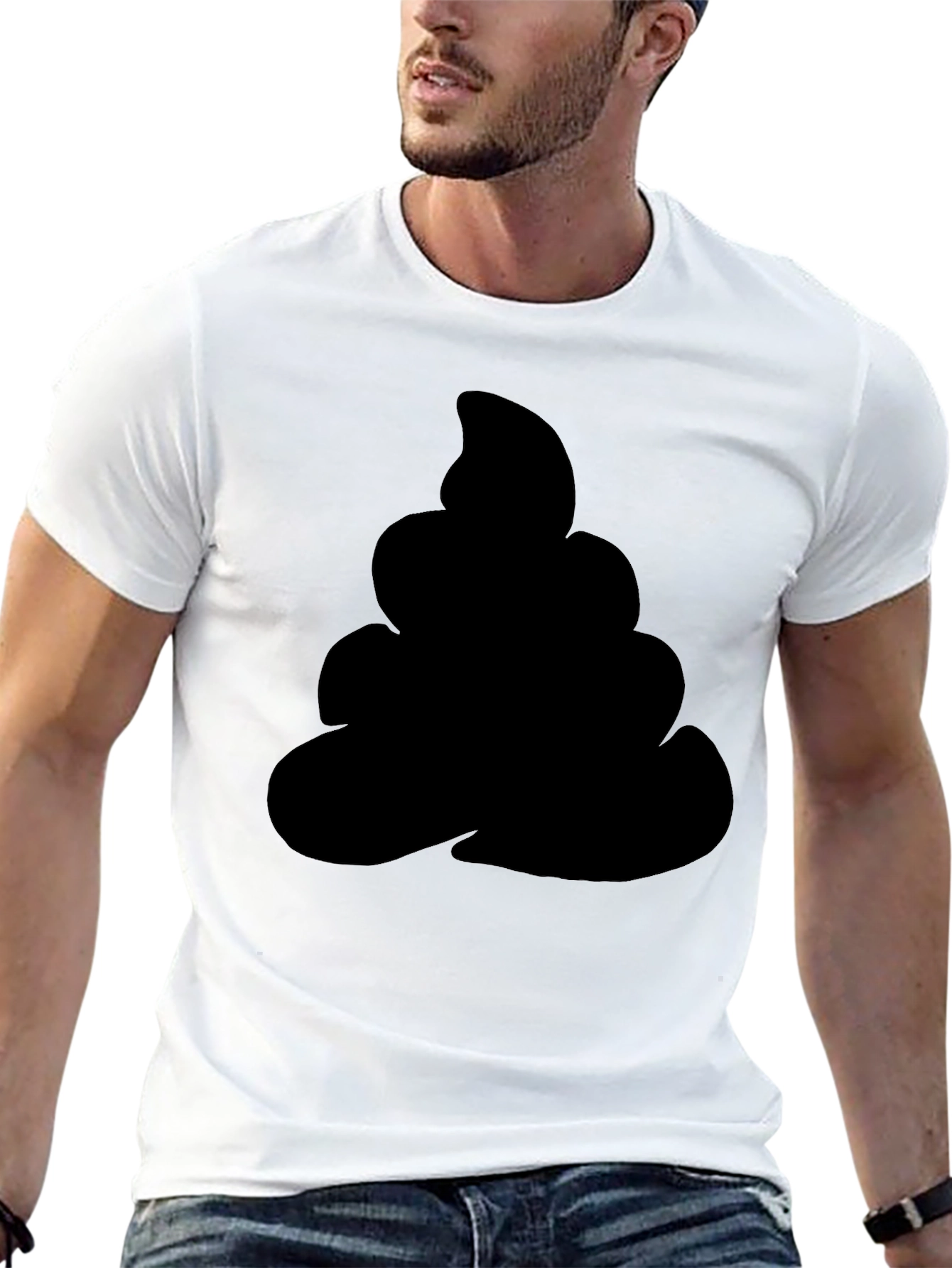 Novelty Black T-Shirt with Emoji Poop Design