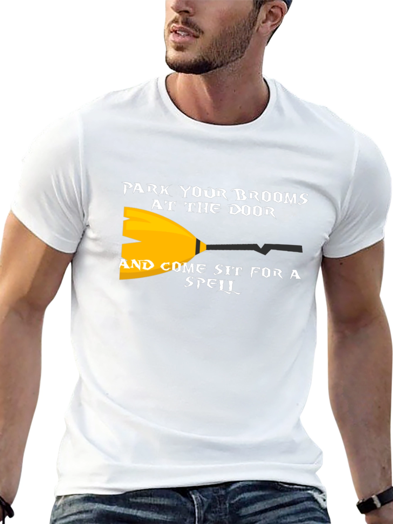 Park Your Brooms Graphic Tee - Halloween Witch Shirt