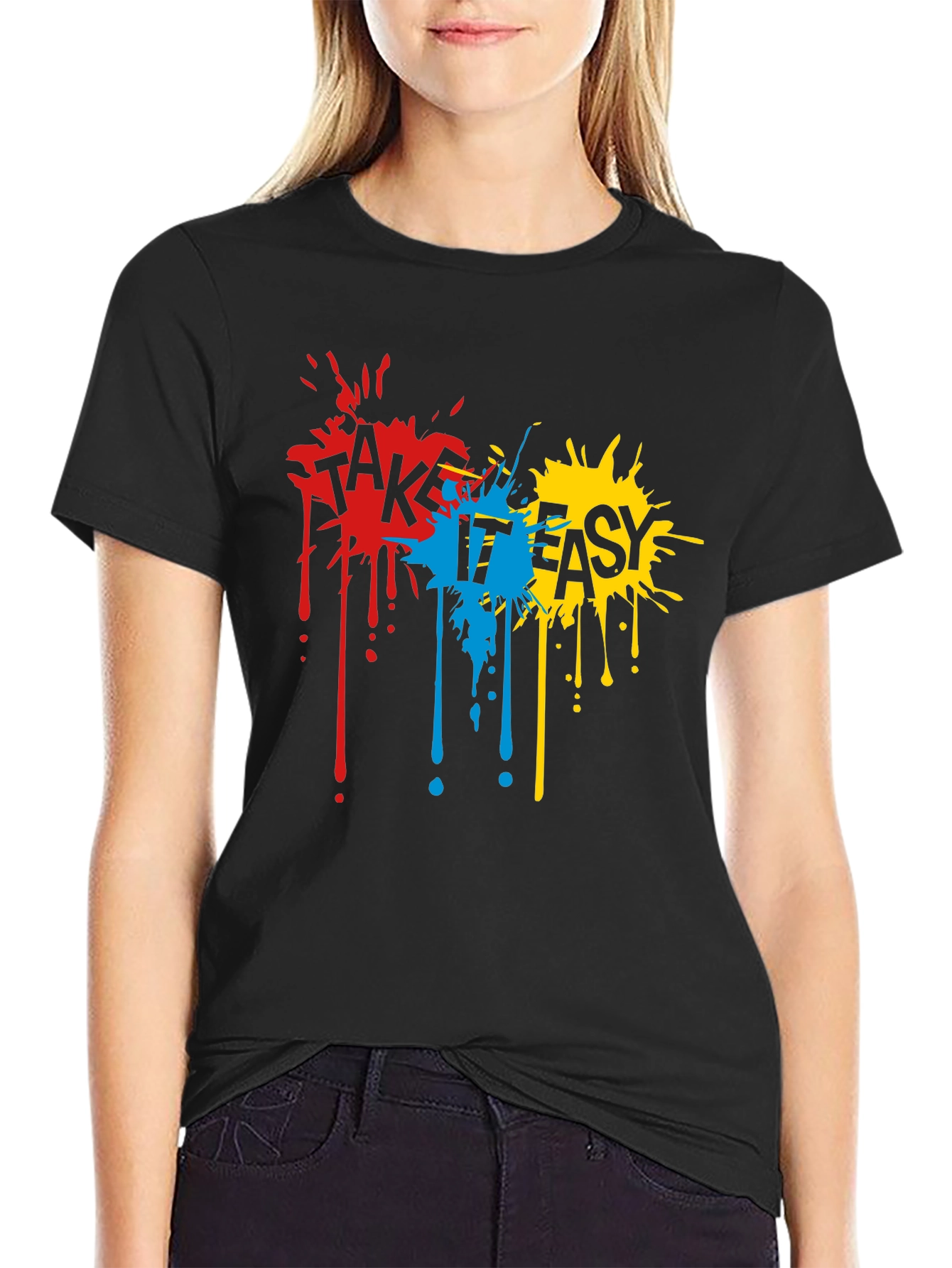 Take It Easy Graphic Tee - Casual Black T-Shirt