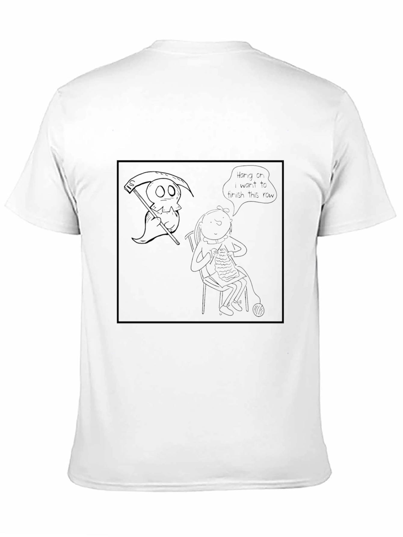 Grim Reaper Knitting T-Shirt - Hang On!