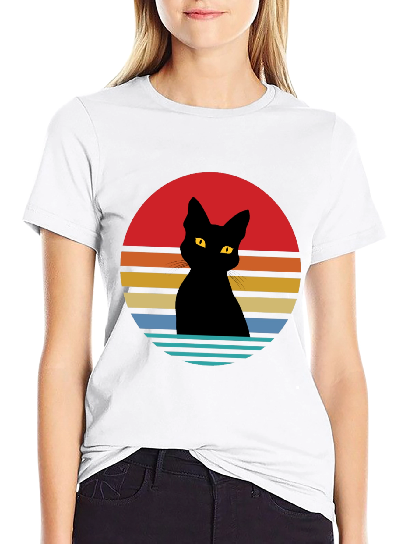 Retro Cat Silhouette Graphic Tee