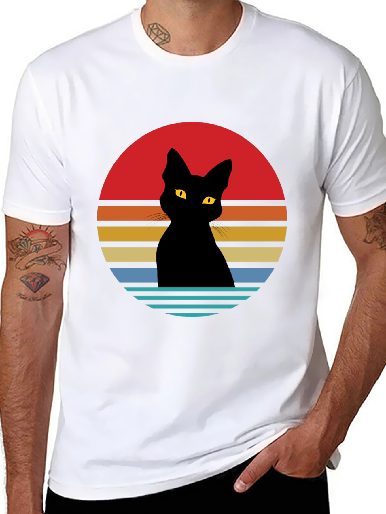 Retro Cat Silhouette Graphic Tee