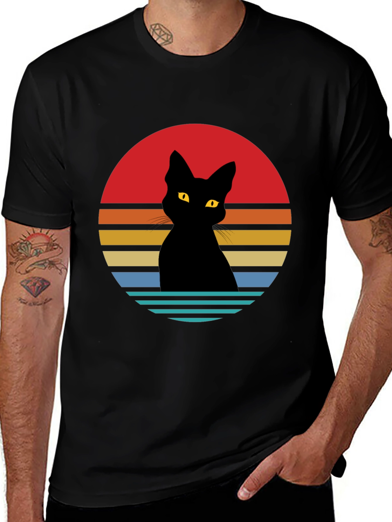Retro Cat Silhouette Graphic Tee