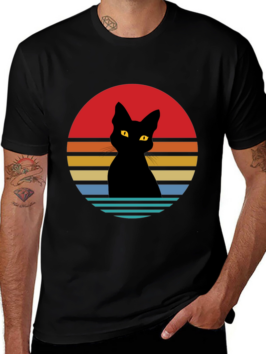 Retro Cat Silhouette Graphic Tee