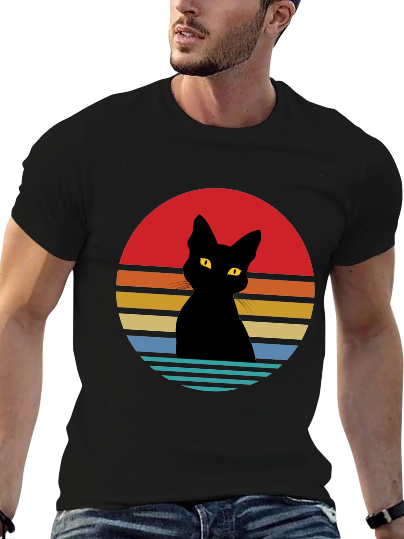 Retro Cat Silhouette Graphic Tee