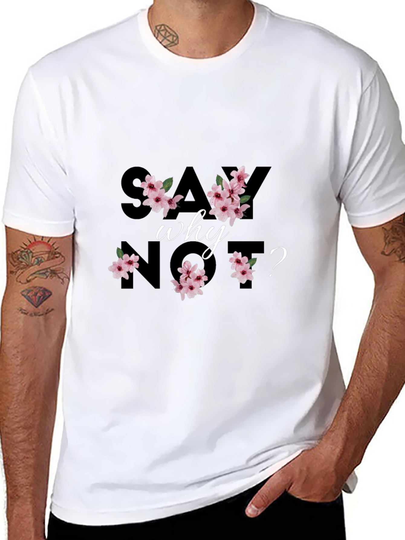 Say Why Not? Floral Black Graphic Tee