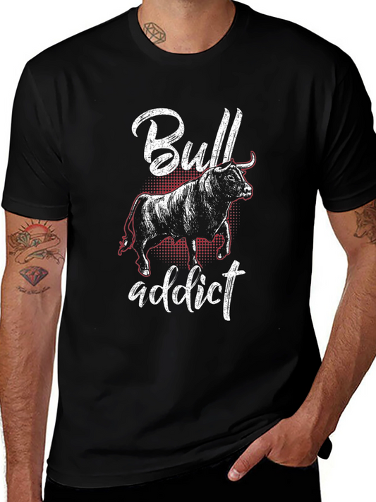 Bull Addict Graphic Tee - Black Cotton T-Shirt