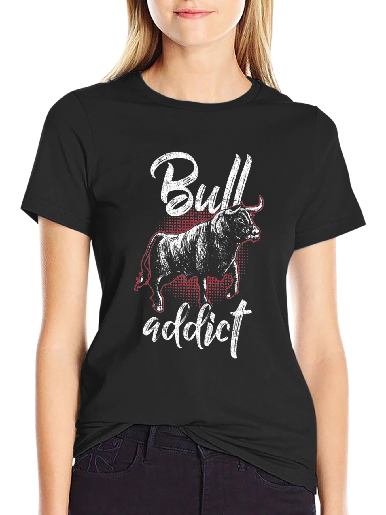Bull Addict Graphic Tee - Black Cotton T-Shirt