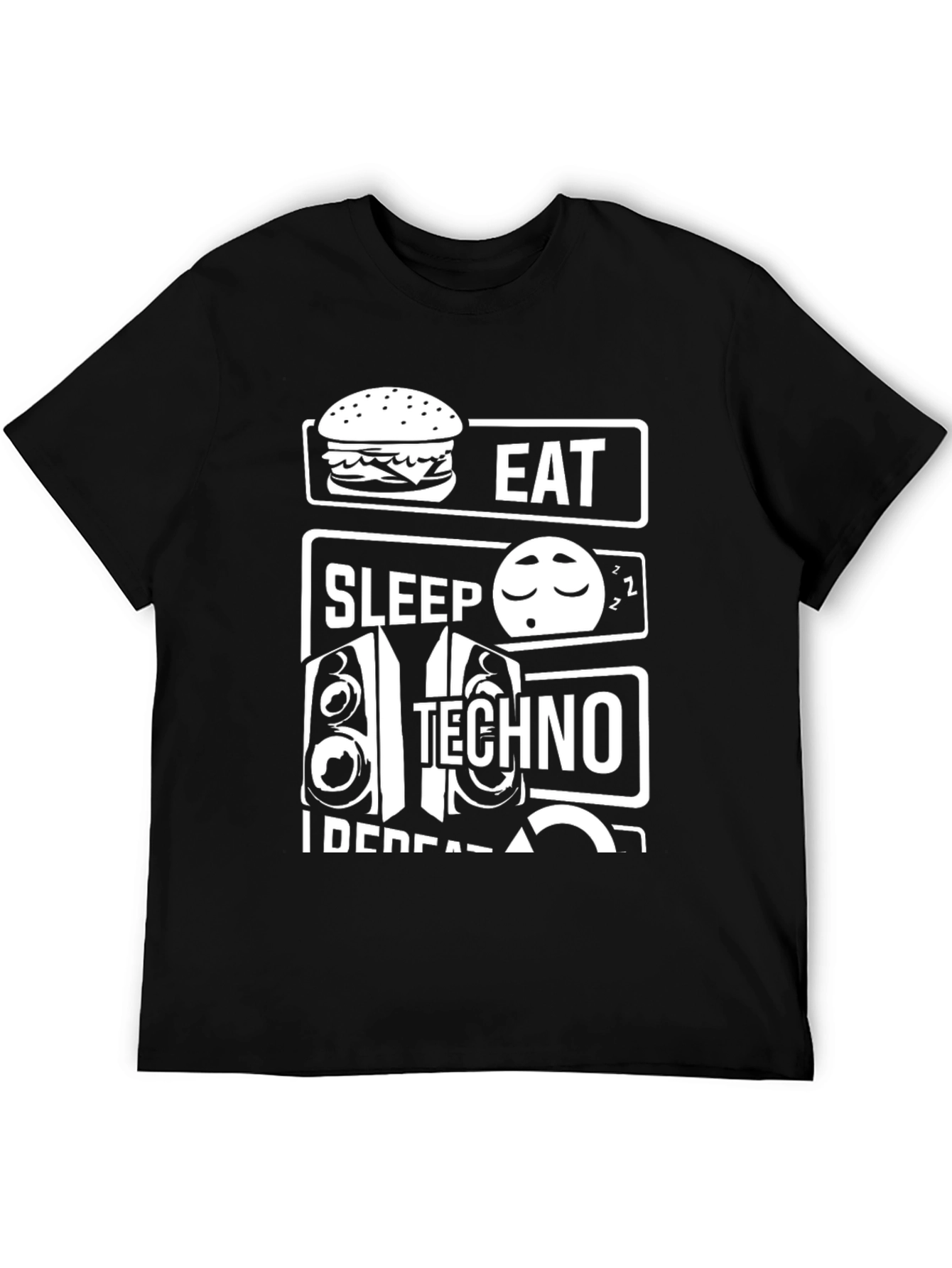Eat Sleep Techno Repeat Black T-Shirt