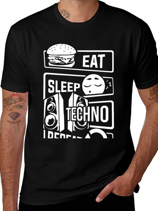 Eat Sleep Techno Repeat Black T-Shirt