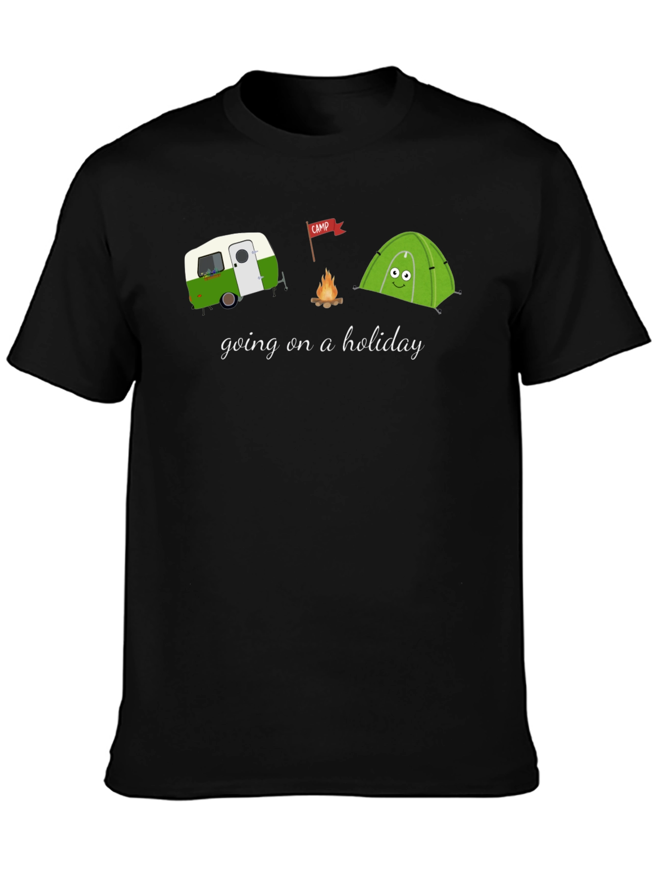 Camping Holiday Graphic Tee - Black