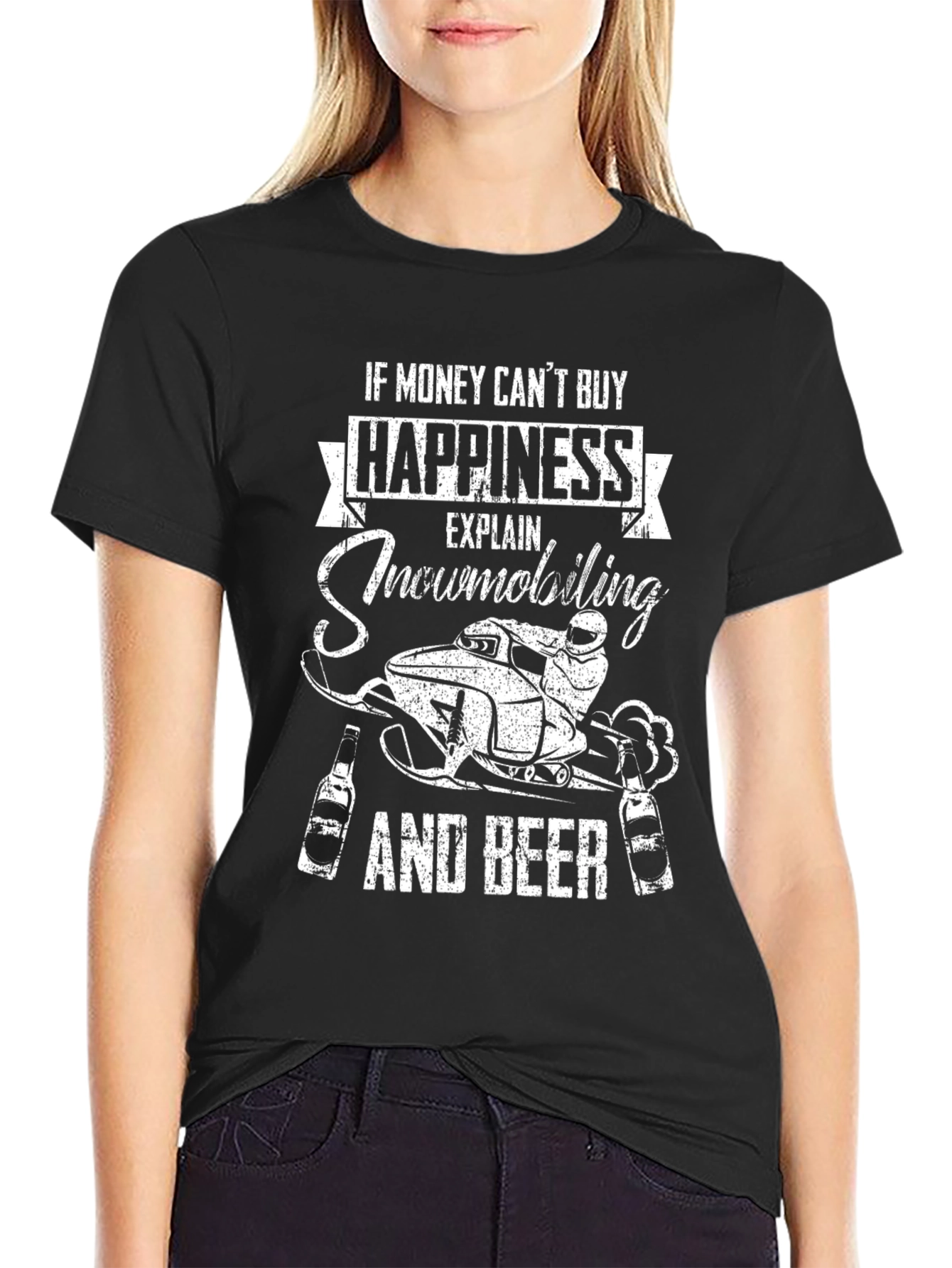 Snowmobiling & Beer Graphic T-Shirt