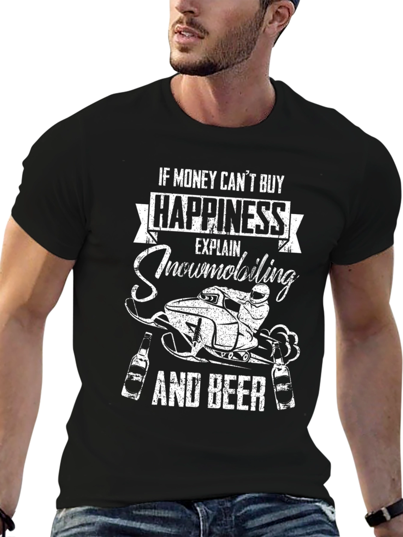 Snowmobiling & Beer Graphic T-Shirt
