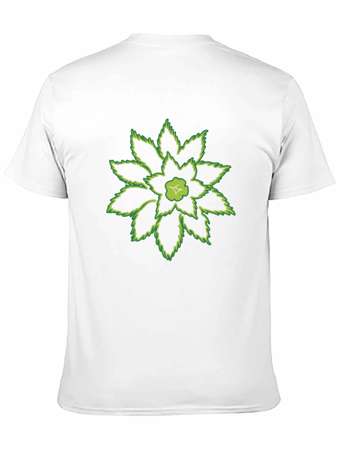 Green Floral Print Black T-Shirt