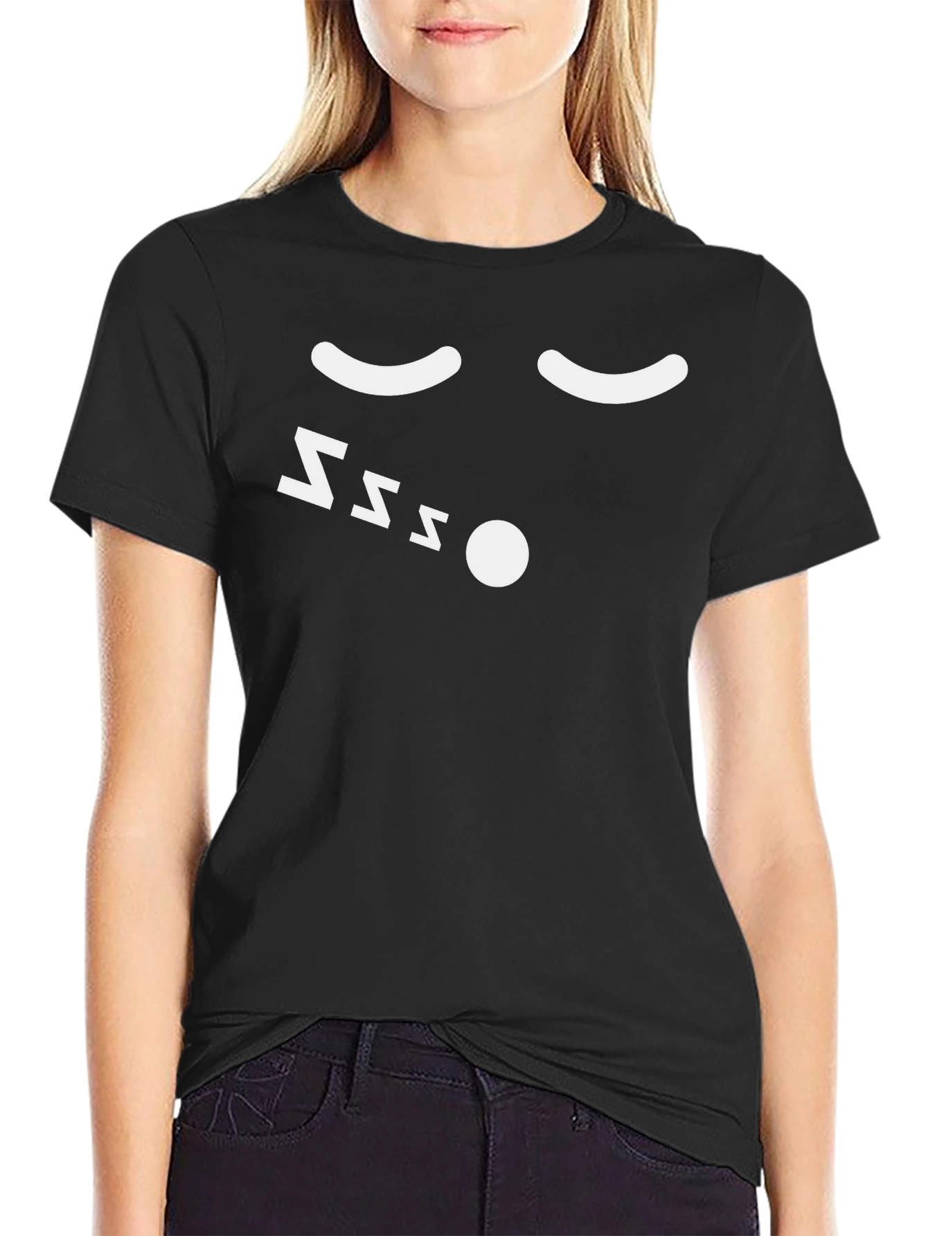 Mens Black Sleepy Face Graphic T-Shirt