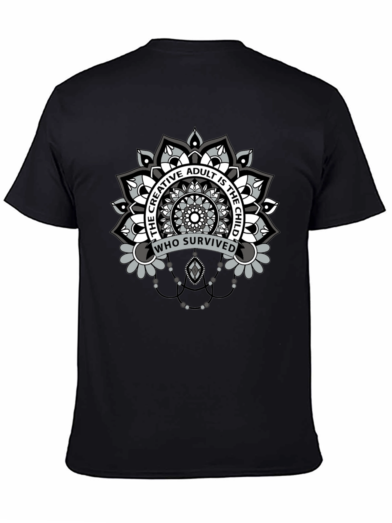 Creative Adult Mandala T-Shirt - Unisex Black Tee