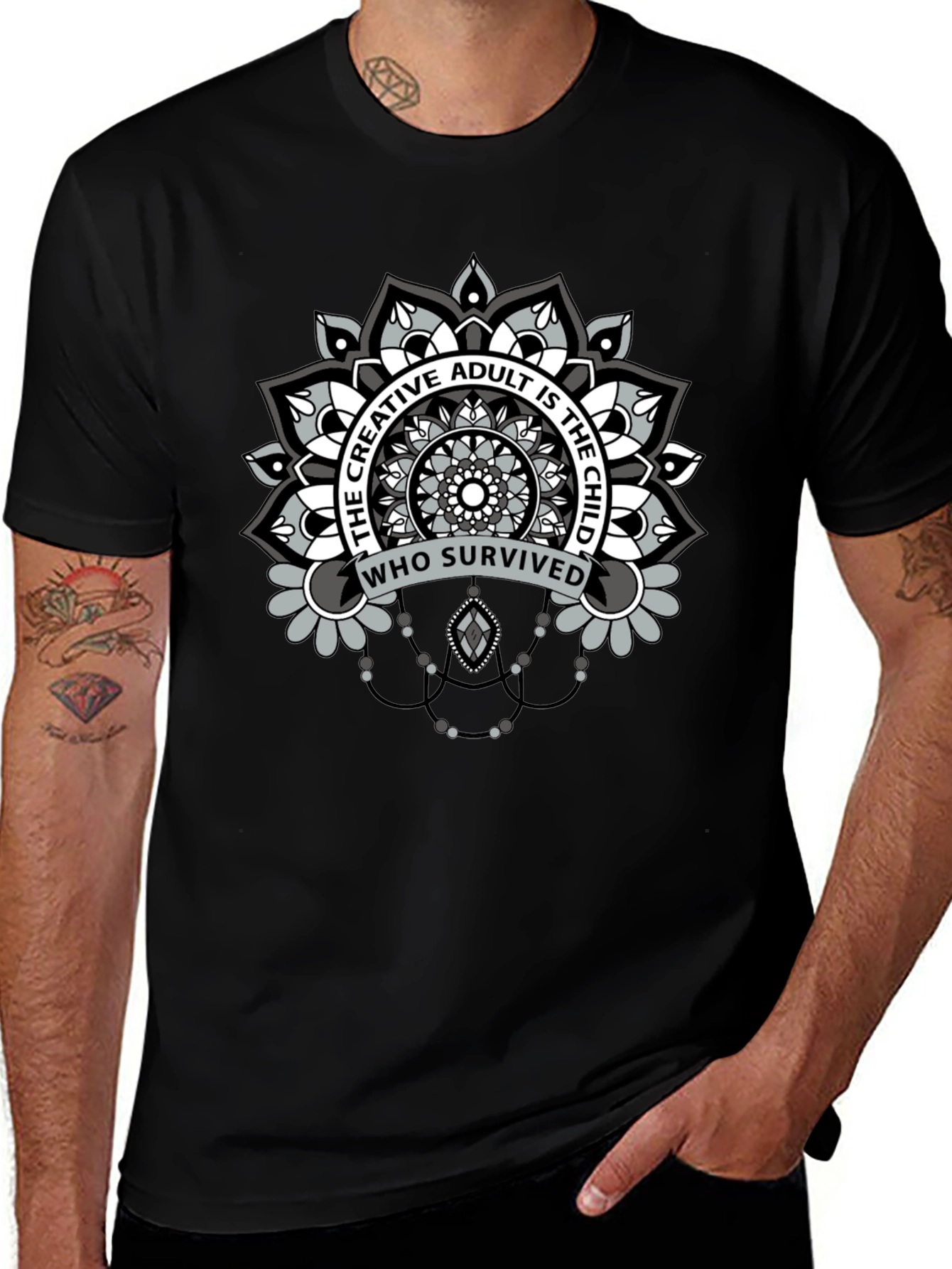 Creative Adult Mandala T-Shirt - Unisex Black Tee