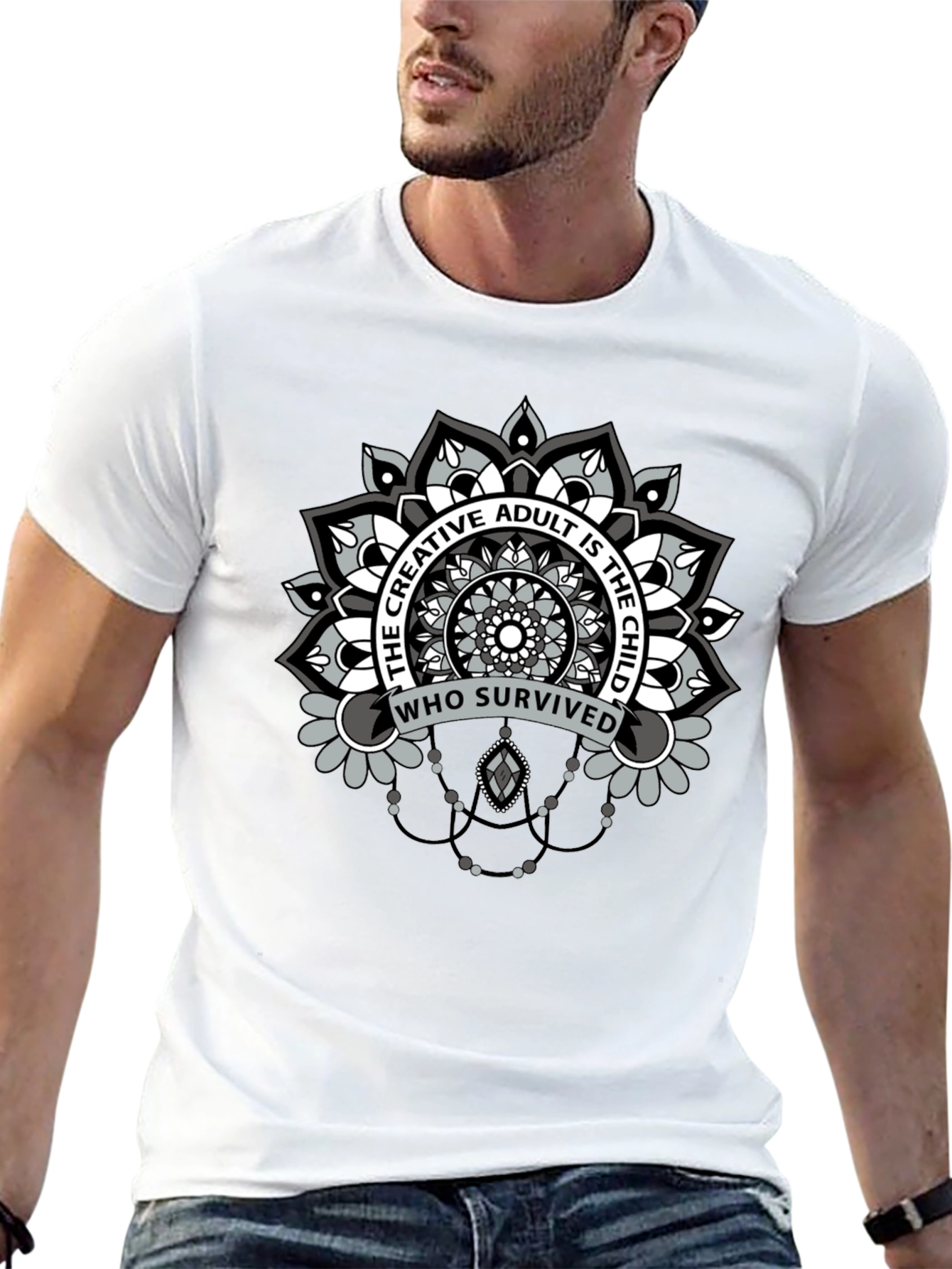 Creative Adult Mandala T-Shirt - Unisex Black Tee
