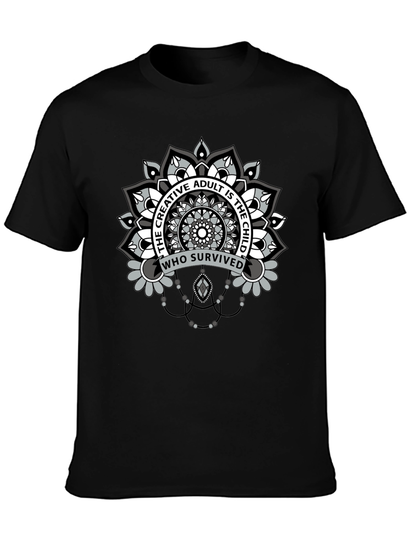 Creative Adult Mandala T-Shirt - Unisex Black Tee