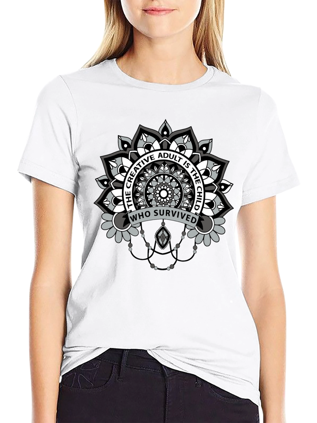 Creative Adult Mandala T-Shirt - Unisex Black Tee