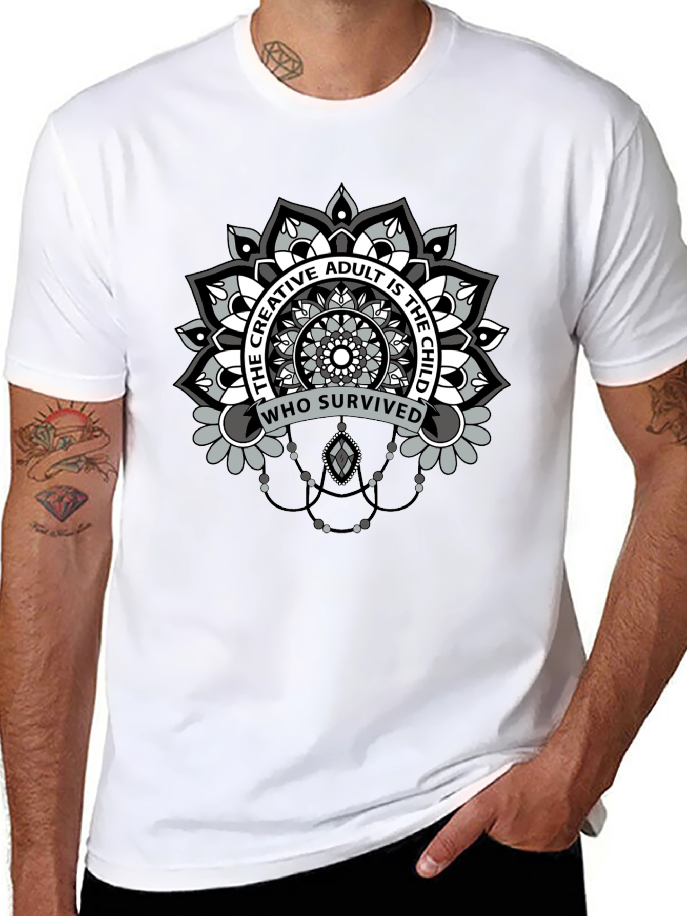 Creative Adult Mandala T-Shirt - Unisex Black Tee