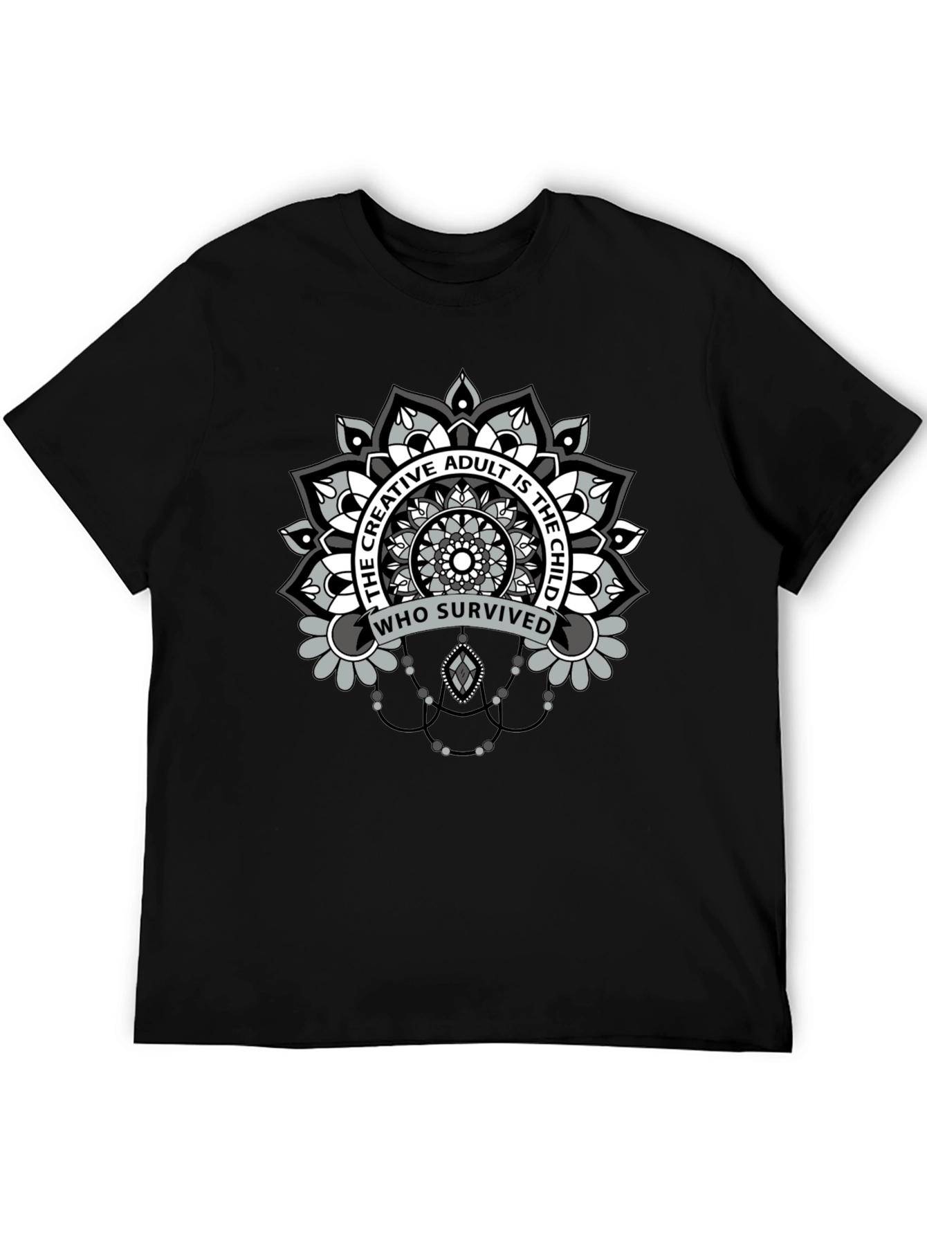Creative Adult Mandala T-Shirt - Unisex Black Tee