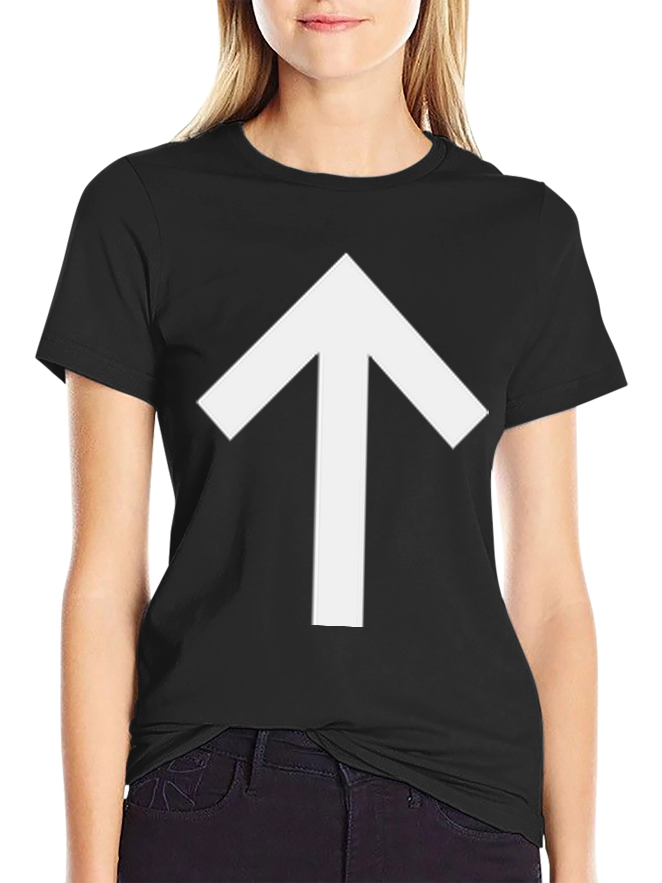Upward Arrow Graphic Tee - Black