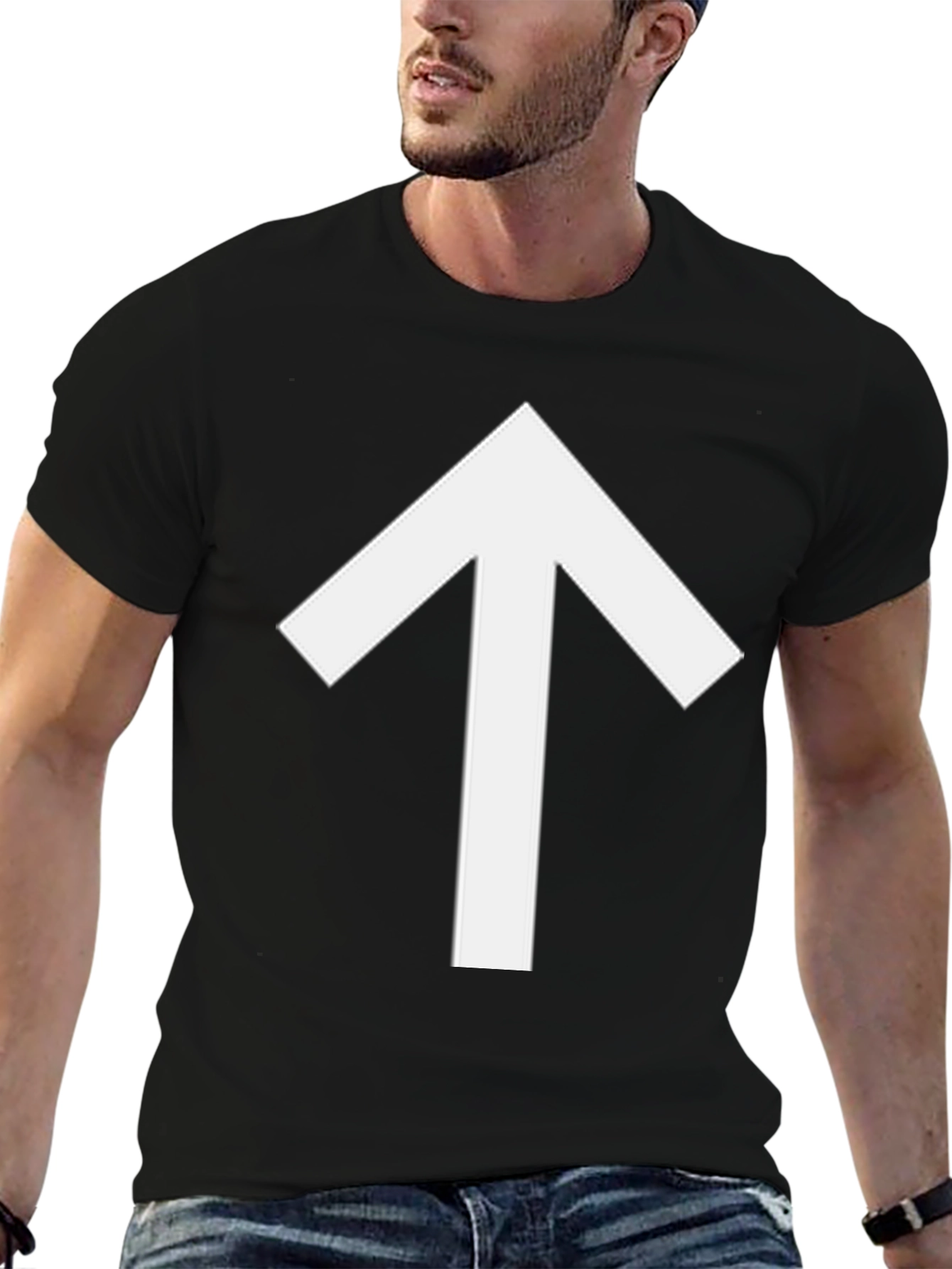 Upward Arrow Graphic Tee - Black