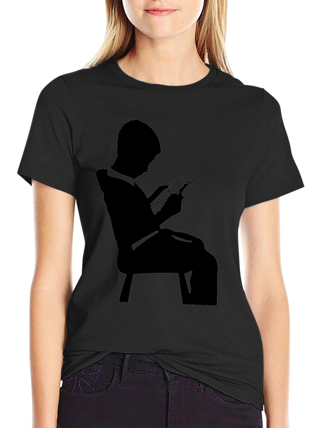 Silhouette Reader Black Graphic Tee