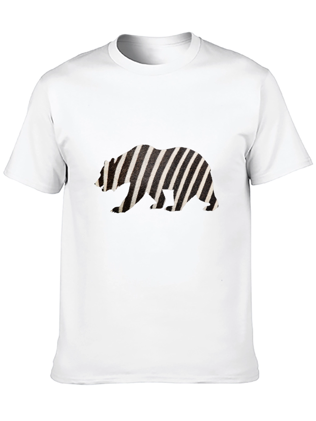 Zebra Striped Bear Graphic Tee - Mens Black T-Shirt
