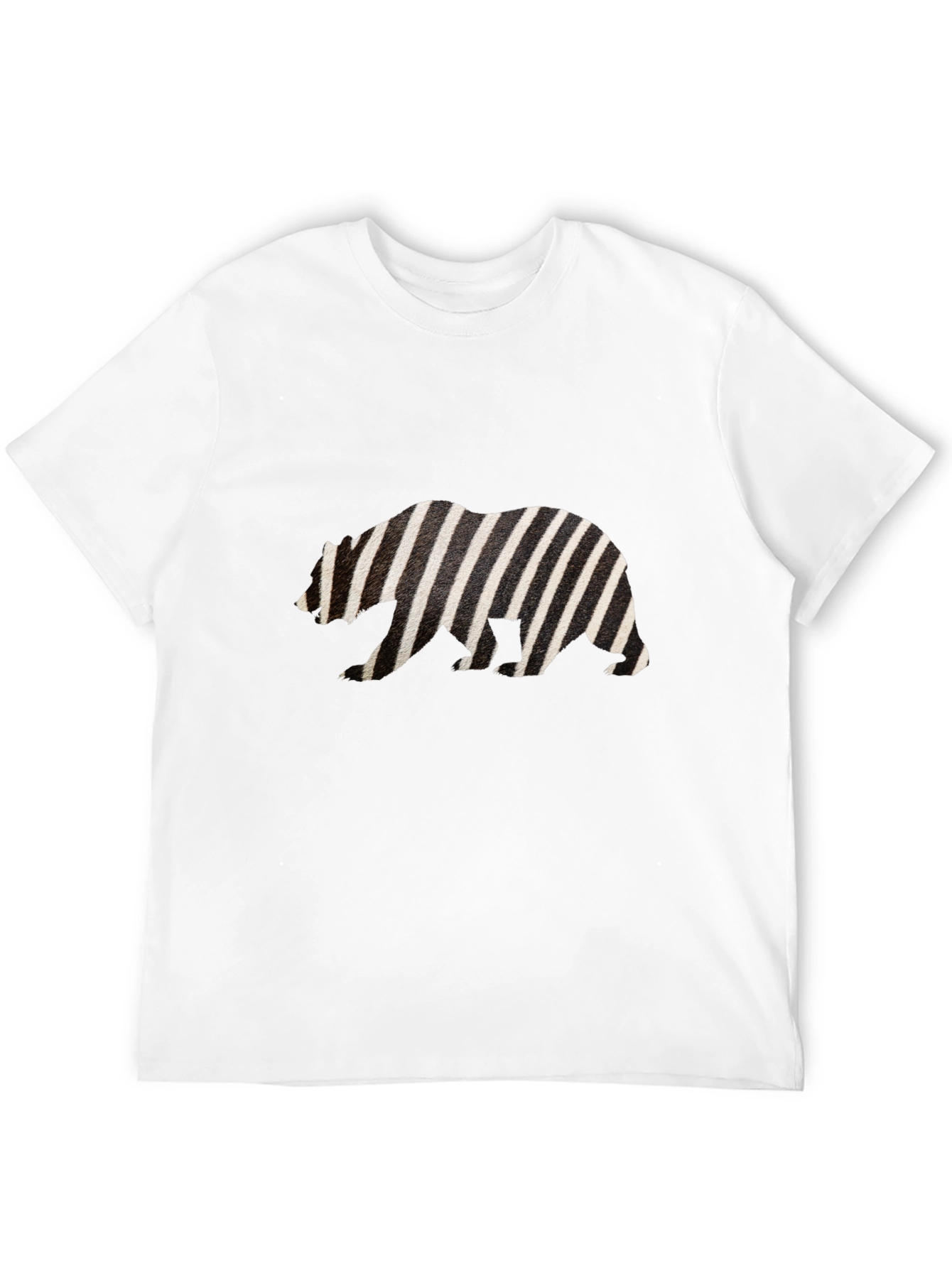 Zebra Striped Bear Graphic Tee - Mens Black T-Shirt