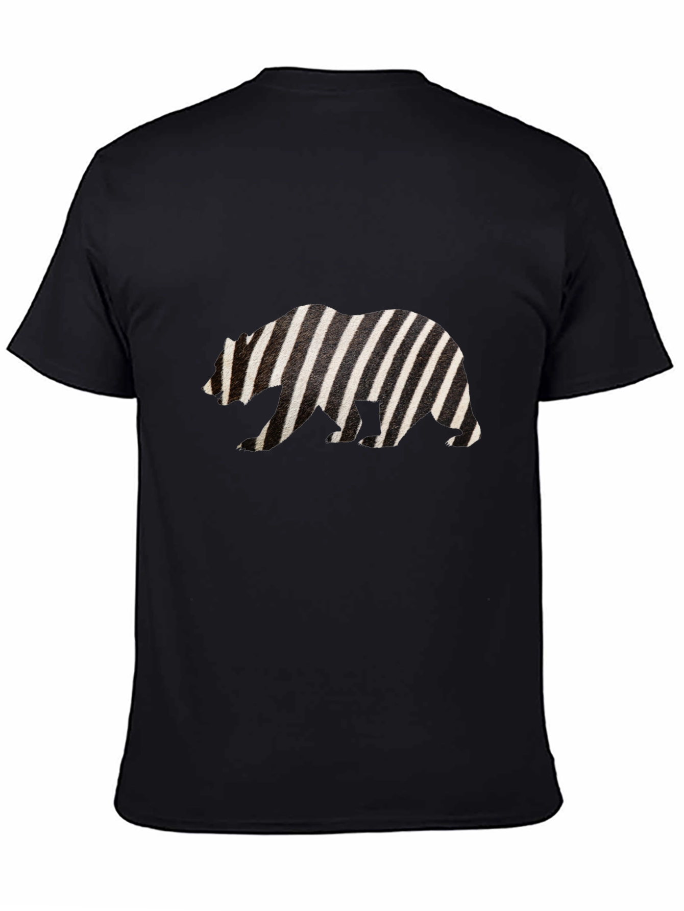 Zebra Striped Bear Graphic Tee - Mens Black T-Shirt
