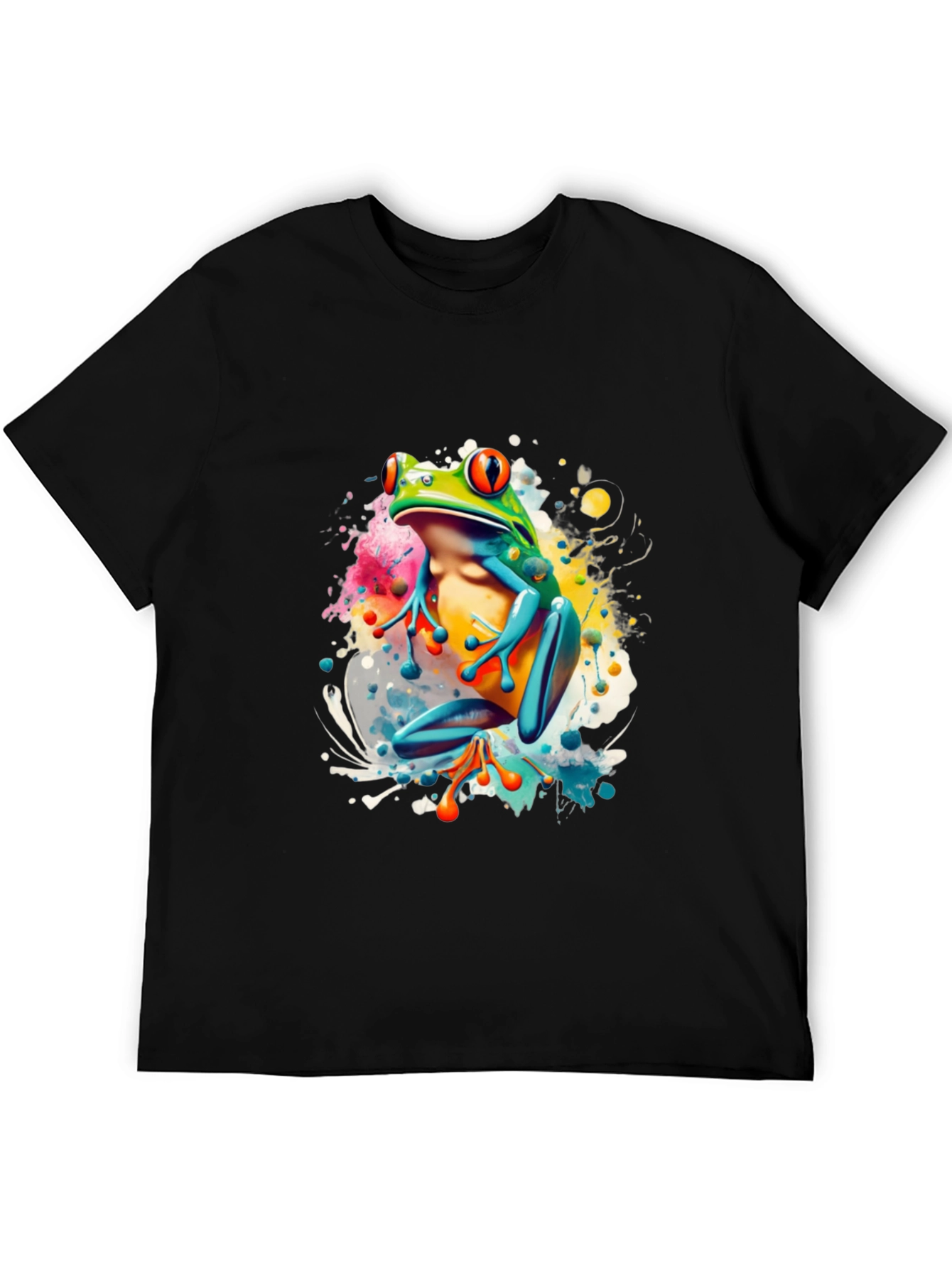 Vibrant Frog Graphic Tee - Mens Black T-Shirt