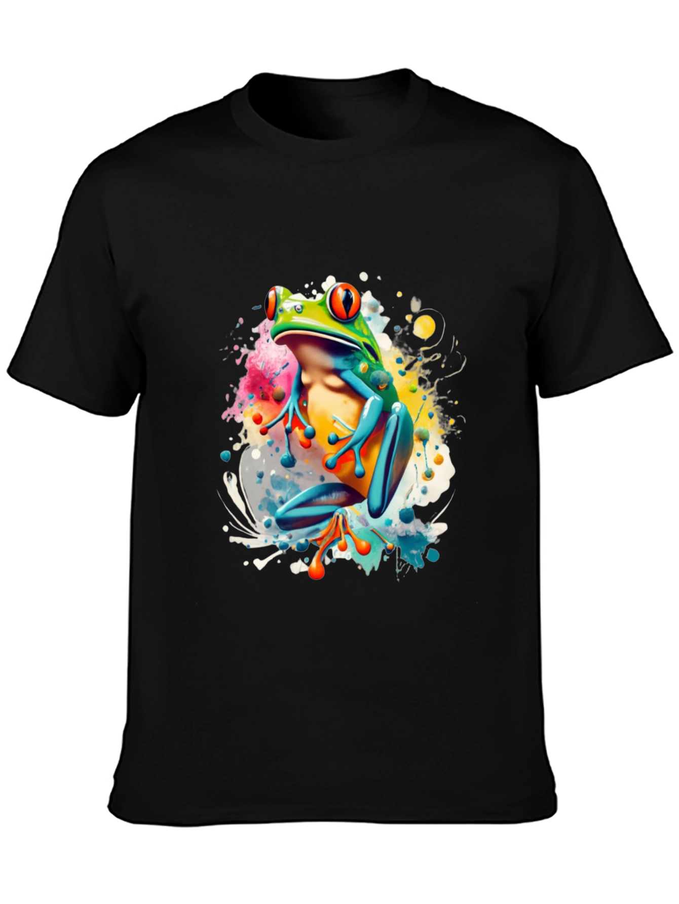 Vibrant Frog Graphic Tee - Mens Black T-Shirt