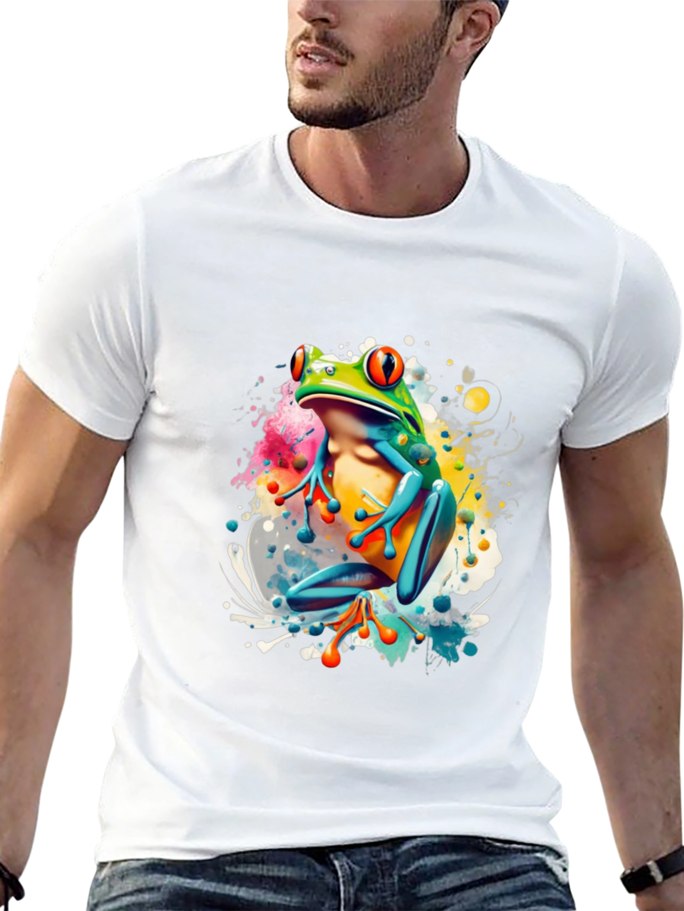 Vibrant Frog Graphic Tee - Mens Black T-Shirt