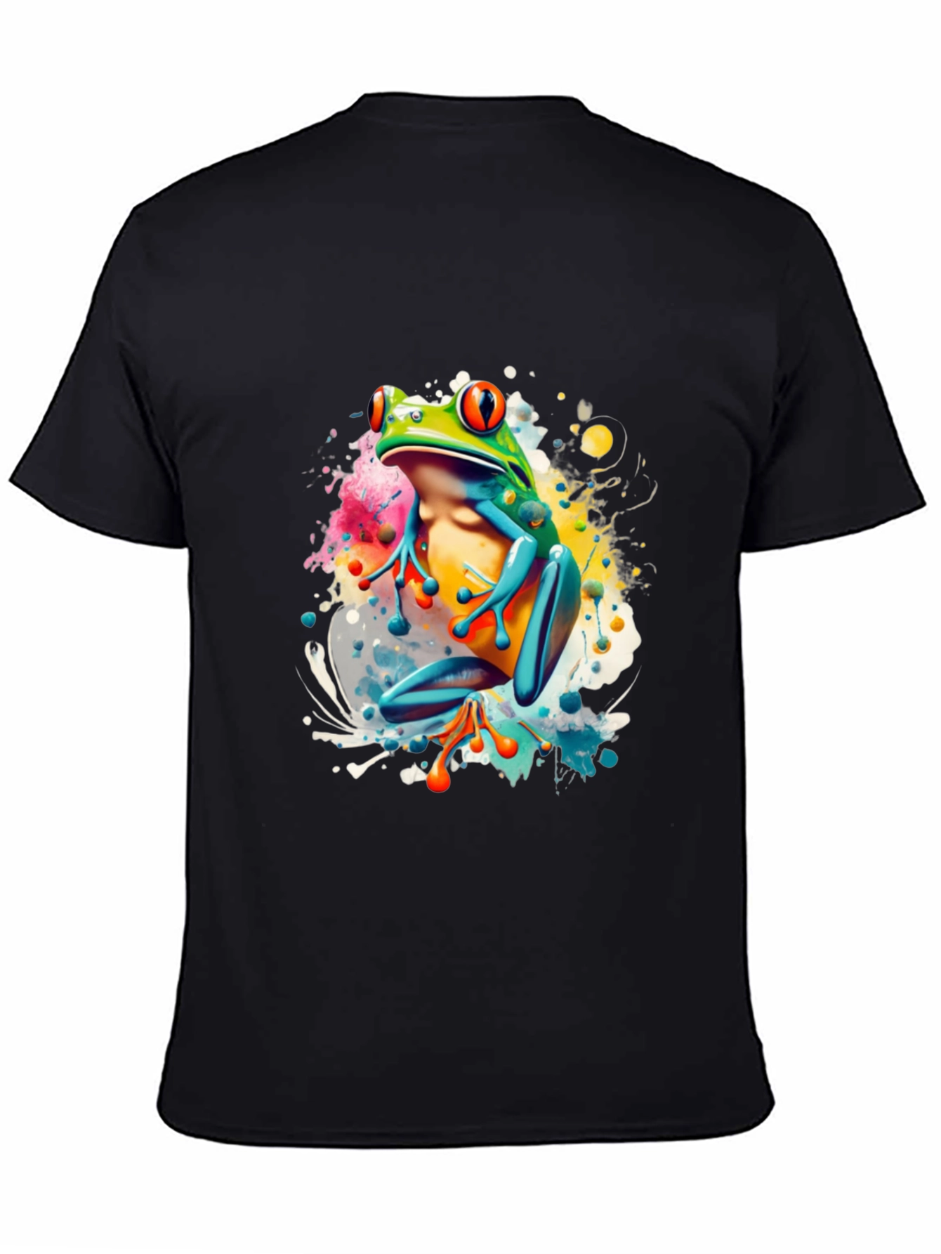 Vibrant Frog Graphic Tee - Mens Black T-Shirt