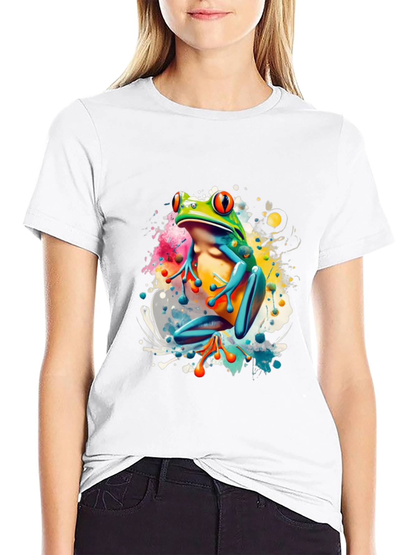 Vibrant Frog Graphic Tee - Mens Black T-Shirt