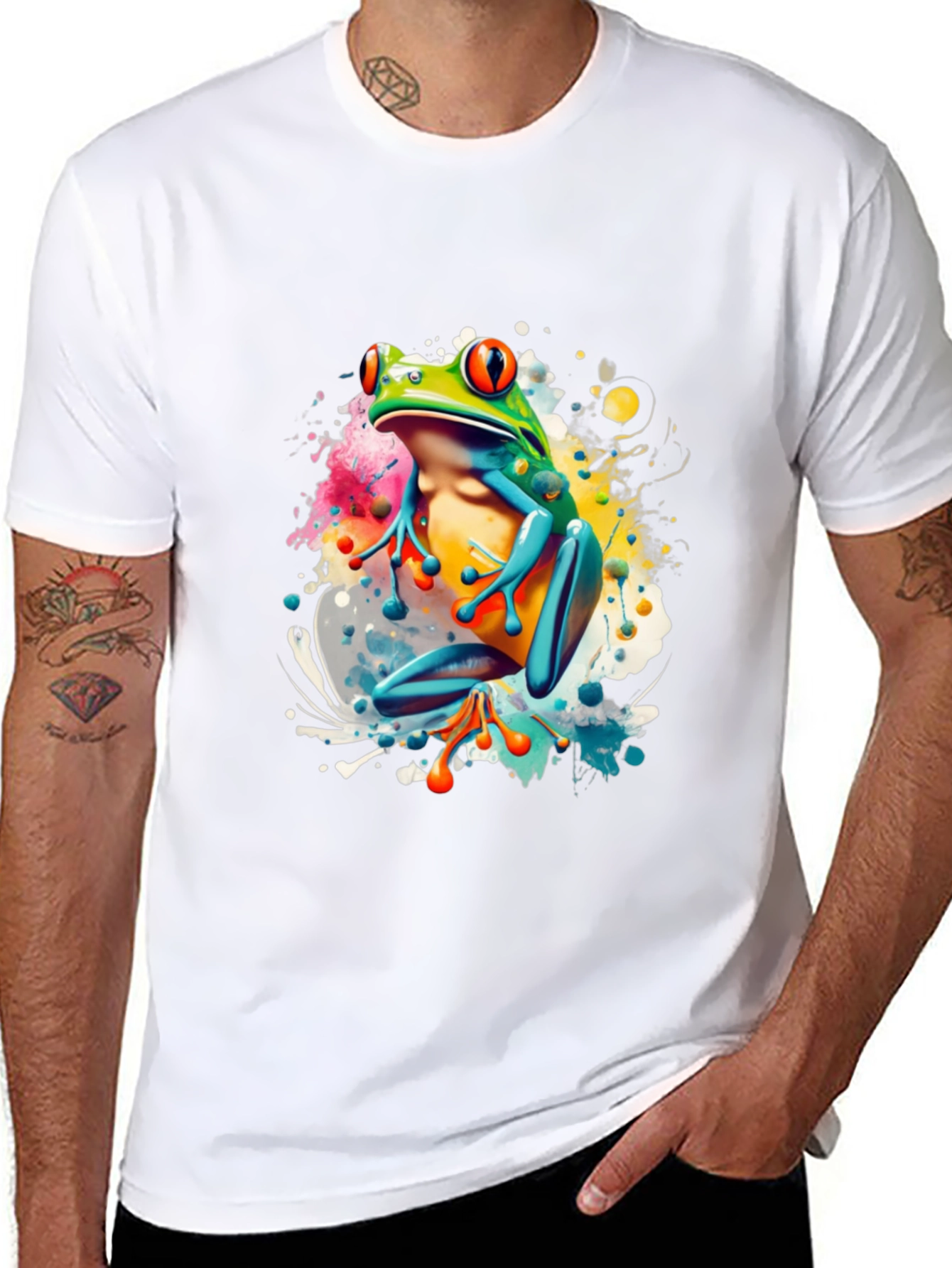 Vibrant Frog Graphic Tee - Mens Black T-Shirt