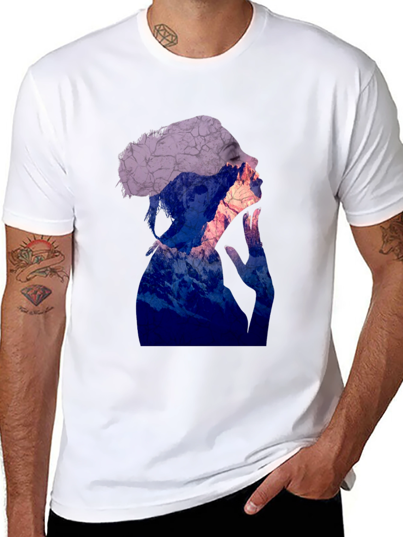 Abstract Silhouette Graphic Tee - Trendy Mens T-Shirt