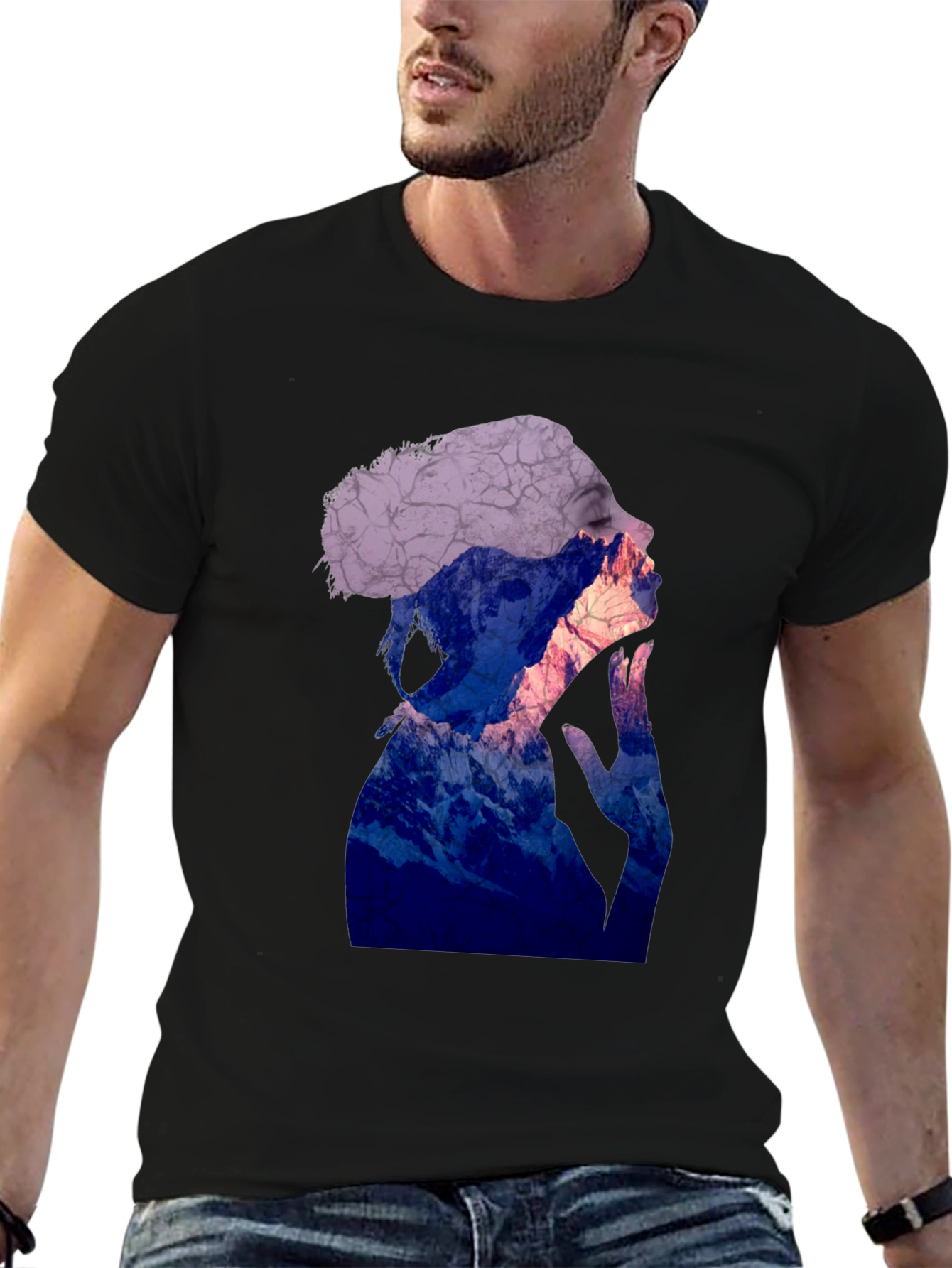 Abstract Silhouette Graphic Tee - Trendy Mens T-Shirt