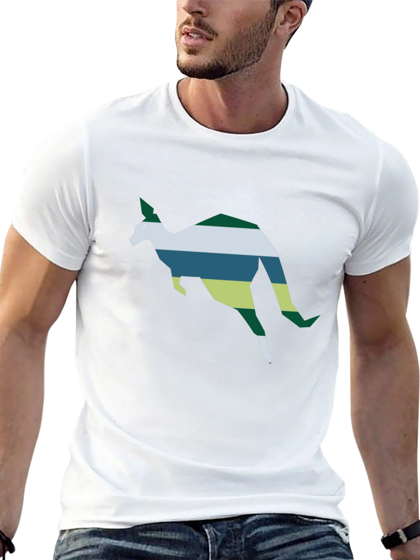Geometric Kangaroo Tee - Stylish Black Cotton Shirt