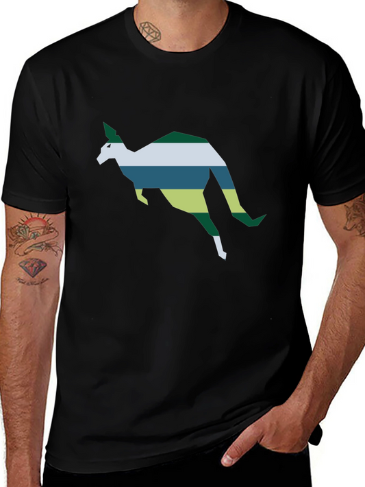 Geometric Kangaroo Tee - Stylish Black Cotton Shirt