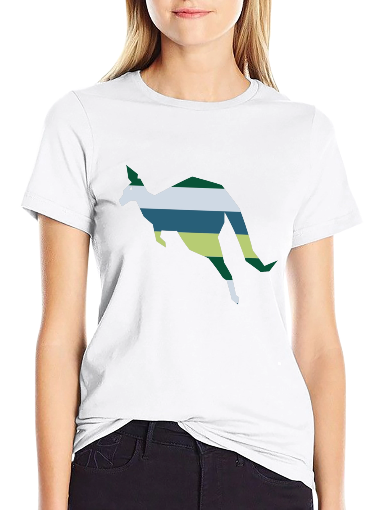 Geometric Kangaroo Tee - Stylish Black Cotton Shirt