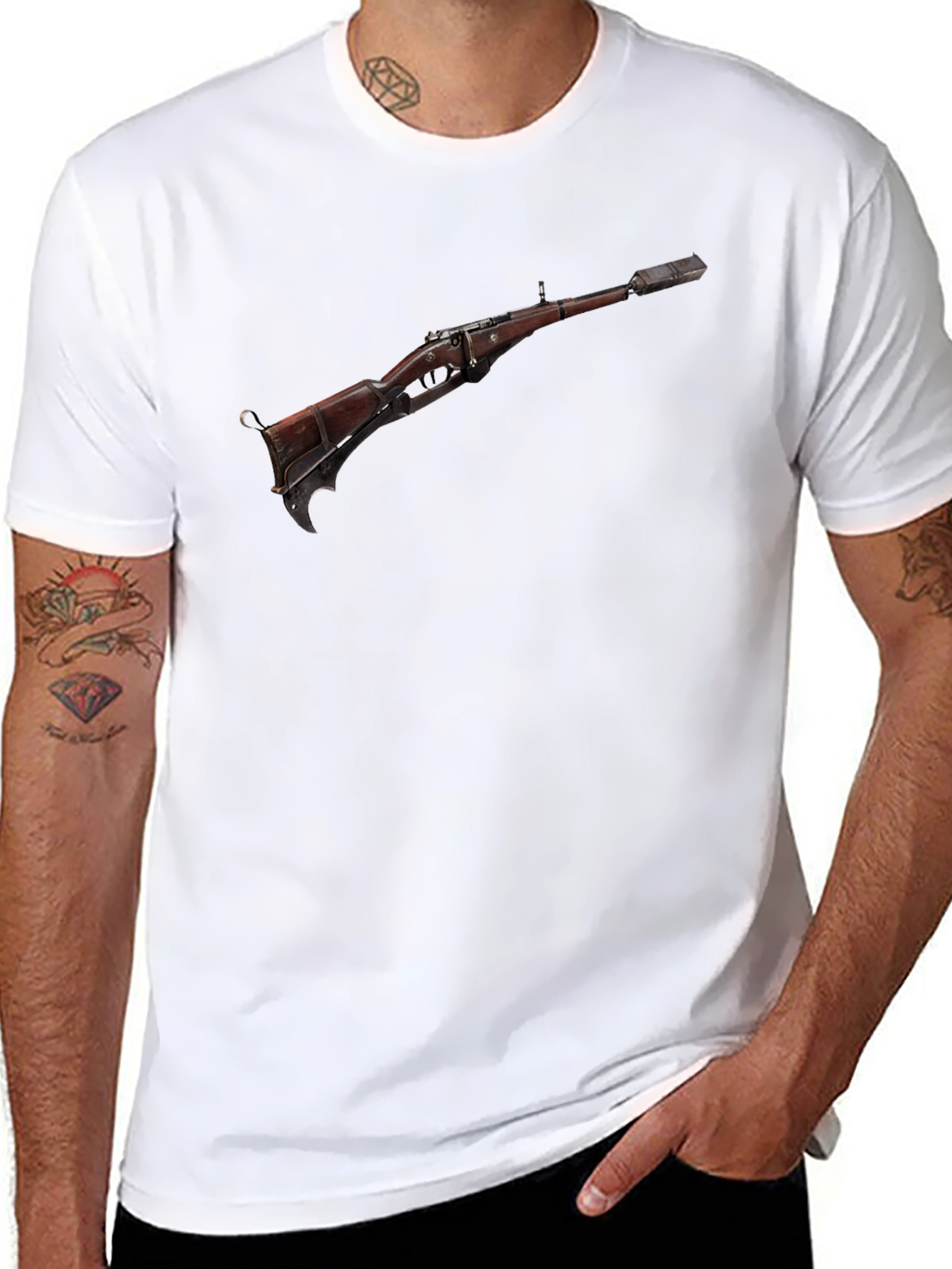 Rifle Graphic Tee - Edgy Weapon Design