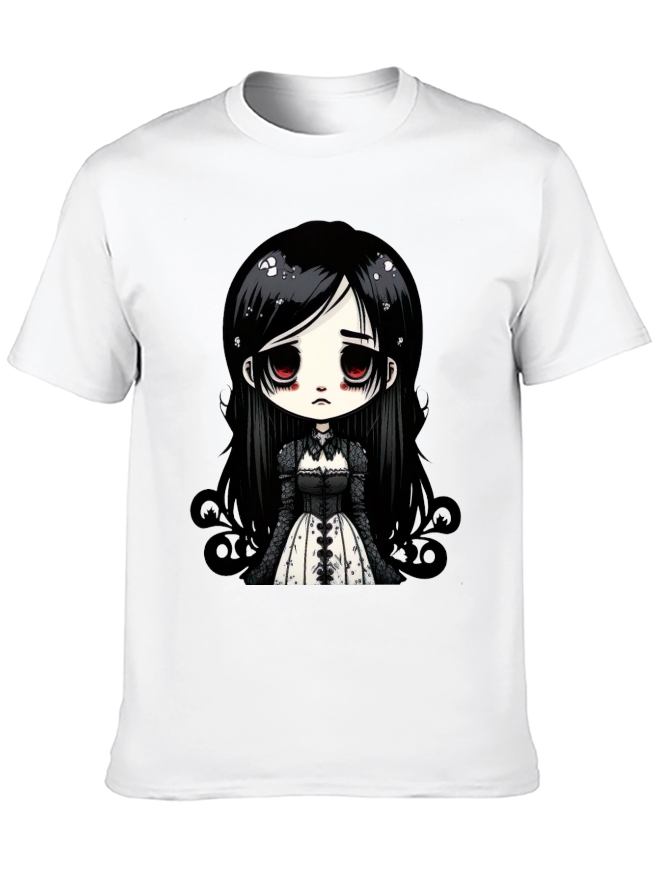 Gothic Doll T-Shirt - Emo Anime Style Black Tee