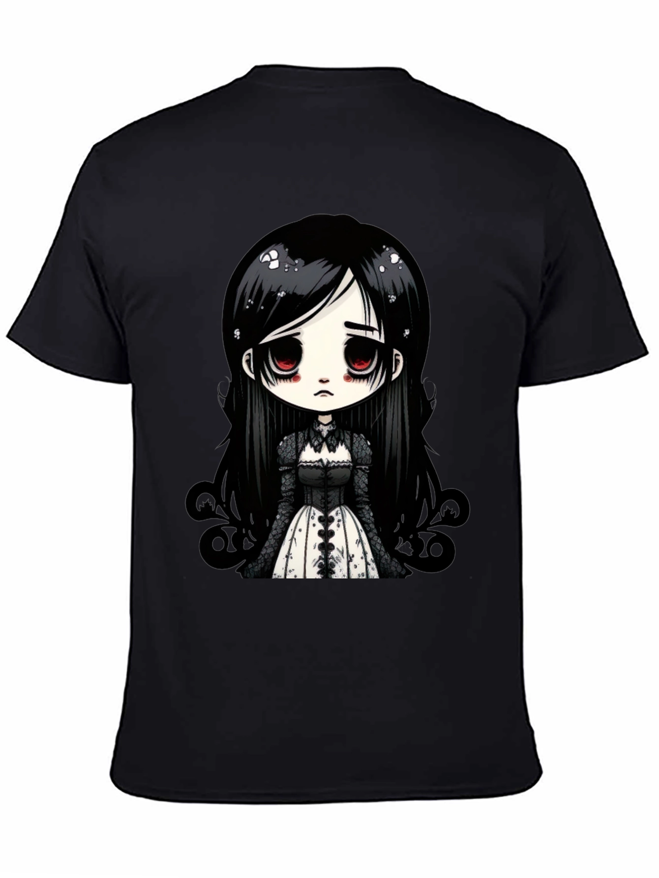 Gothic Doll T-Shirt - Emo Anime Style Black Tee