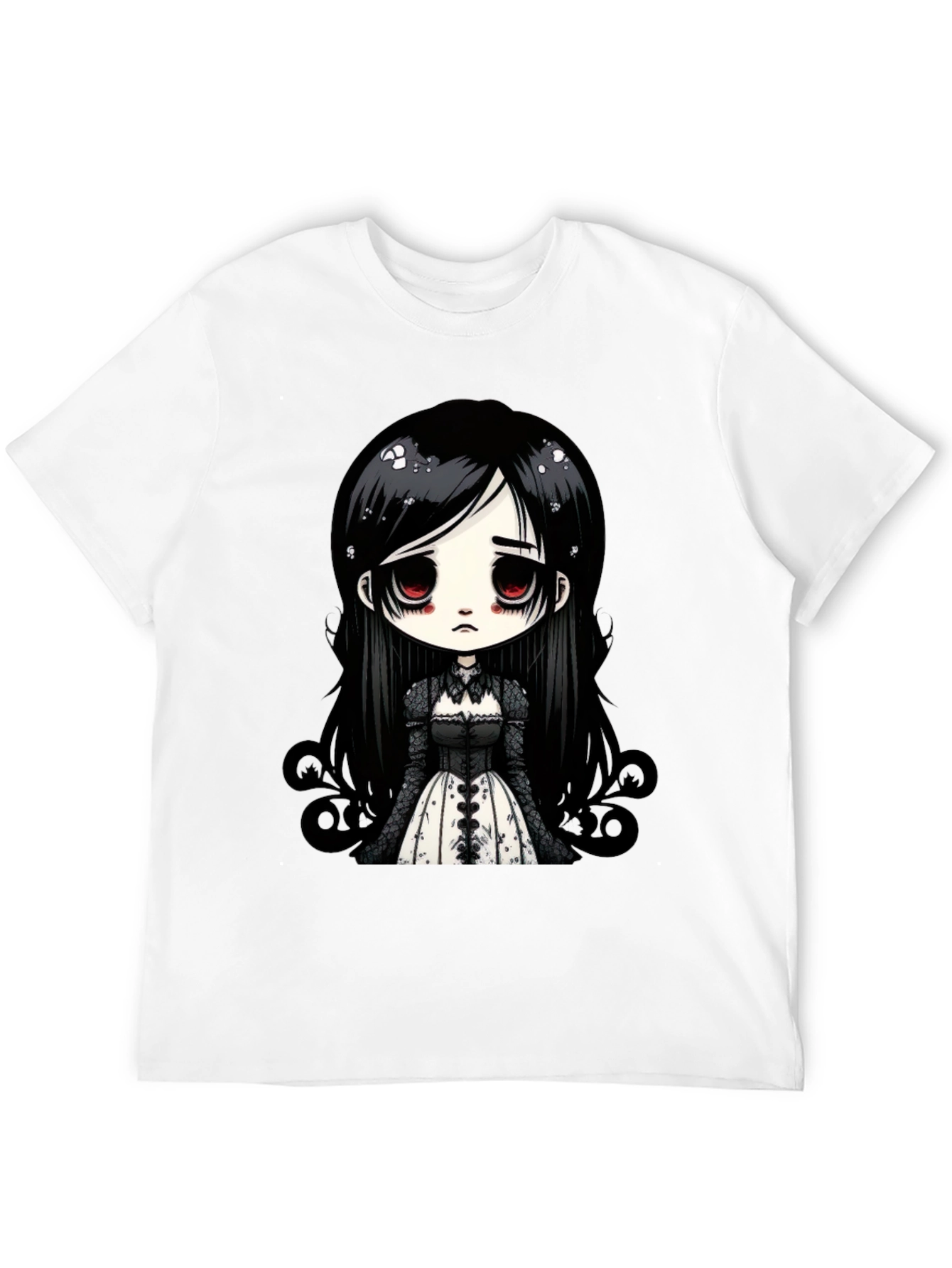 Gothic Doll T-Shirt - Emo Anime Style Black Tee