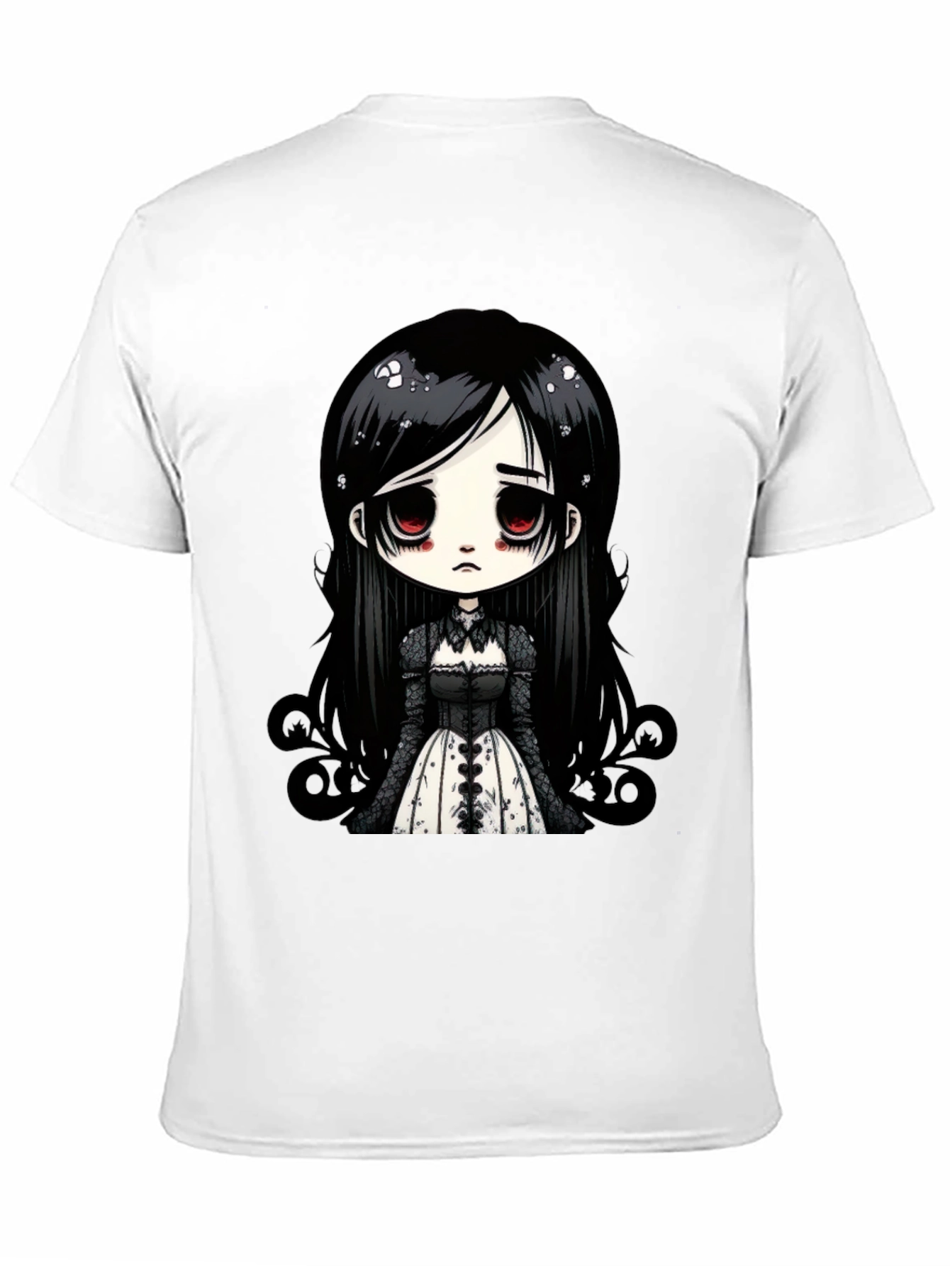 Gothic Doll T-Shirt - Emo Anime Style Black Tee