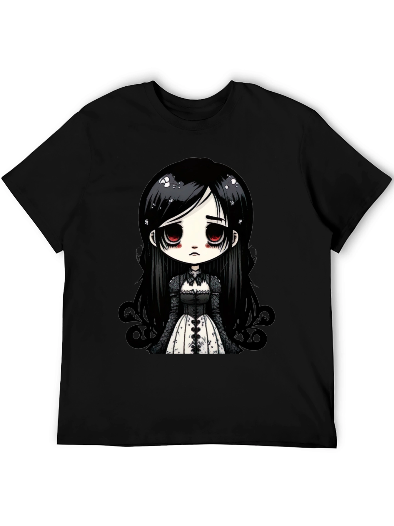 Gothic Doll T-Shirt - Emo Anime Style Black Tee