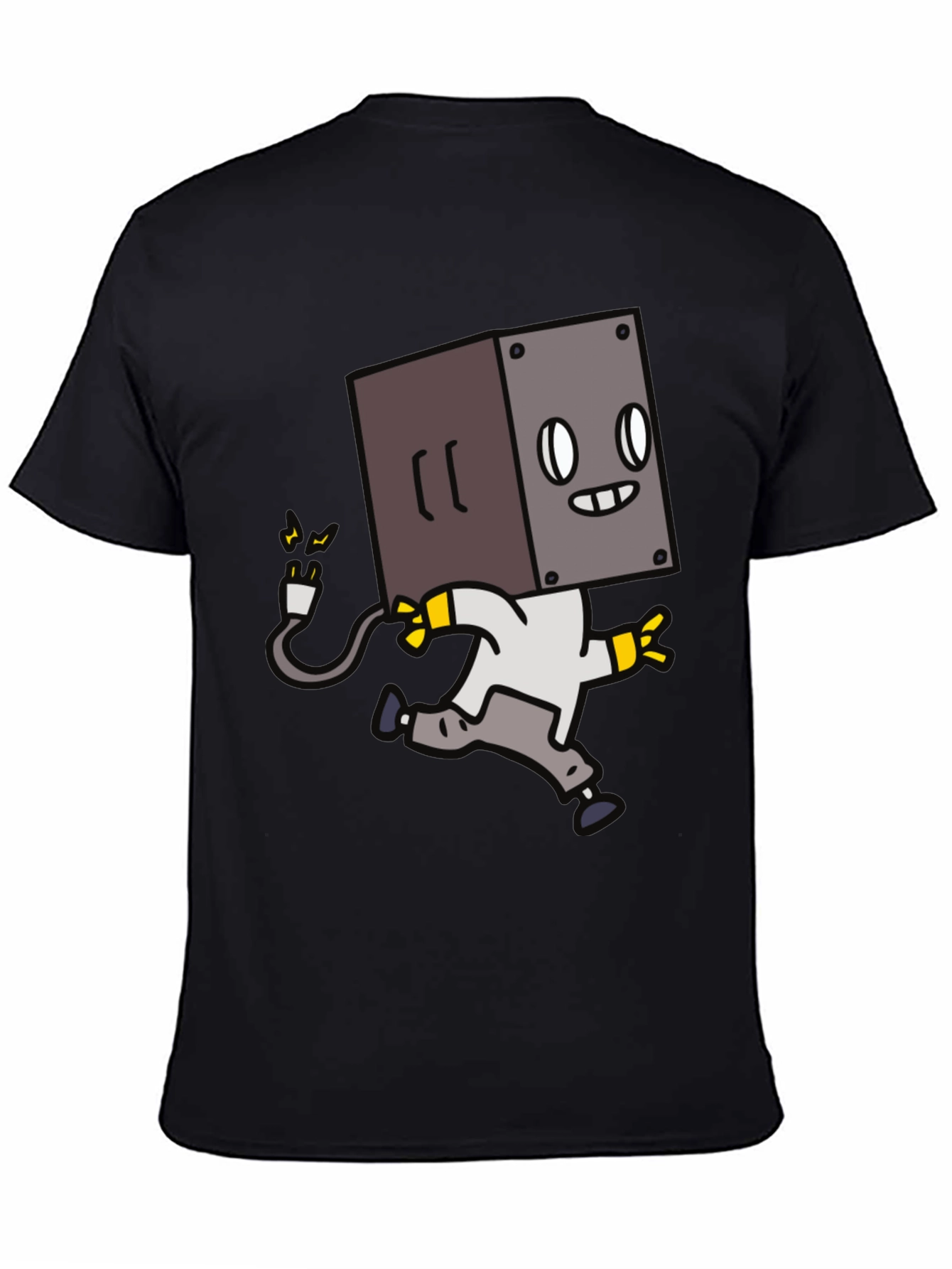 Robot Box Head Black T-Shirt - Fun Graphic Tee
